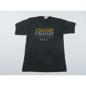 Calgary Canada T-shirt Black Gold Ringer Sz M-L 1990s